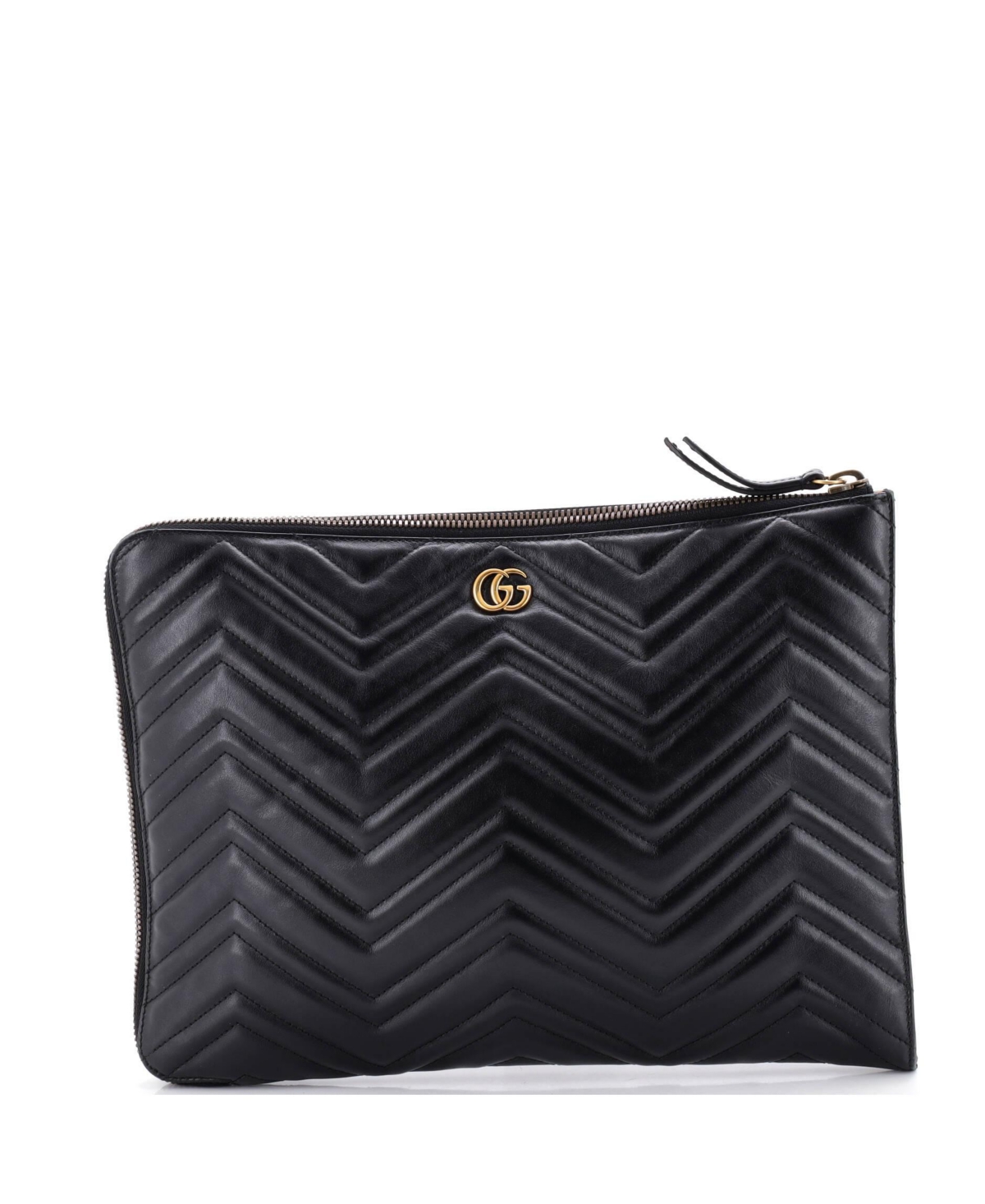 Pre-Owned Gucci Gg Marmont Matelasse Portfolio Clutch - Black