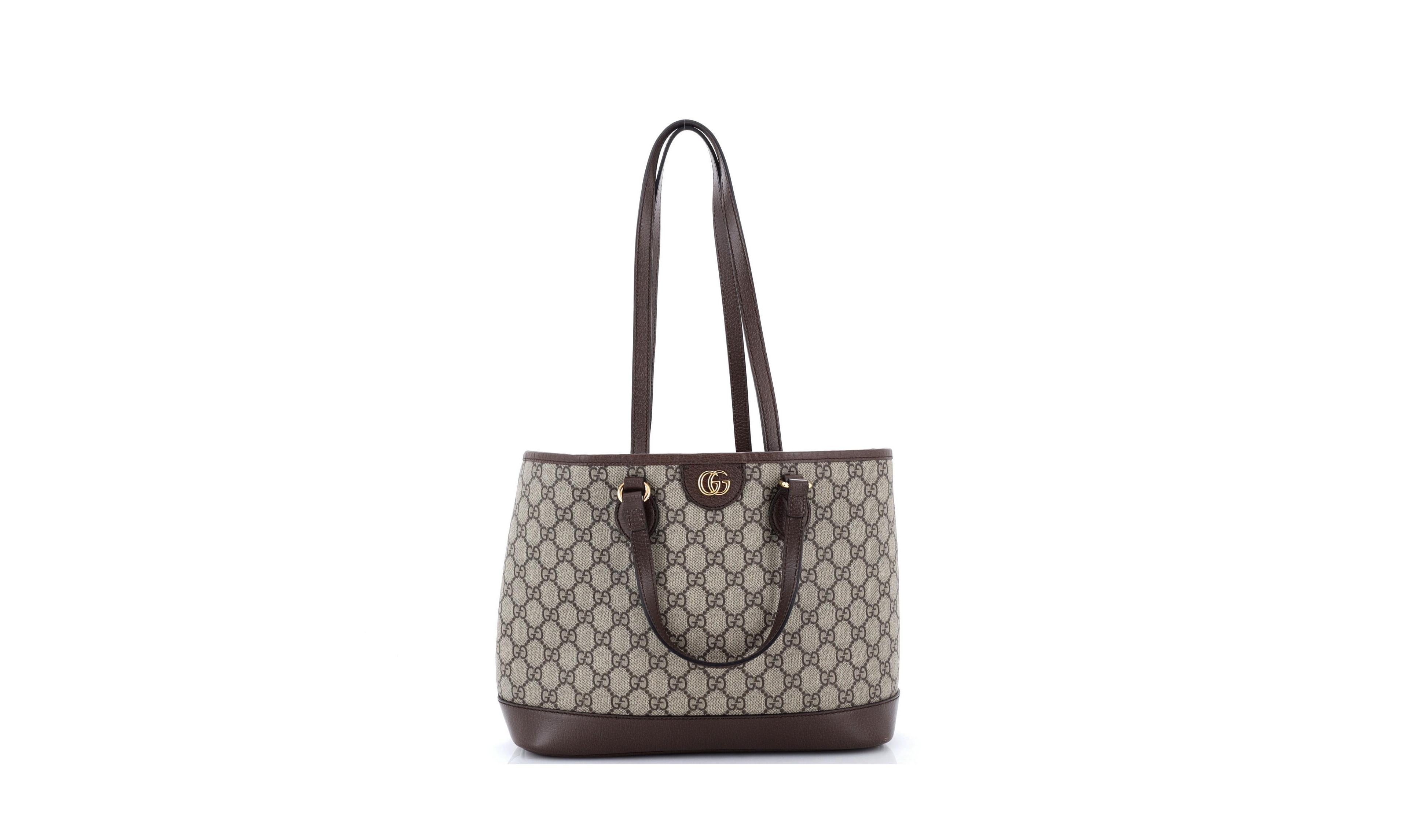 Pre-Owned Gucci Small Ophidia Top Handle Shopping Tote Gg Coated Canvas and Leather