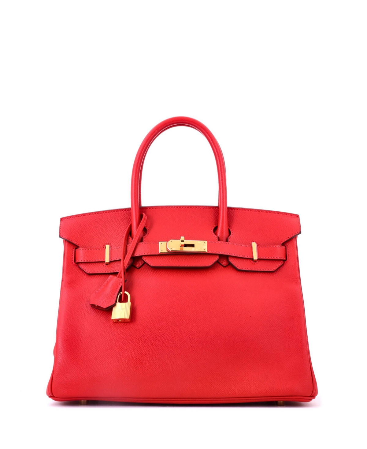 Pre-Owned Hermes Birkin 30 Handbag Red Epsom with Gold Hardware - Red