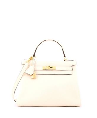 Pre-Owned Hermes Kelly 28 Handbag Light Togo with Gold Hardware