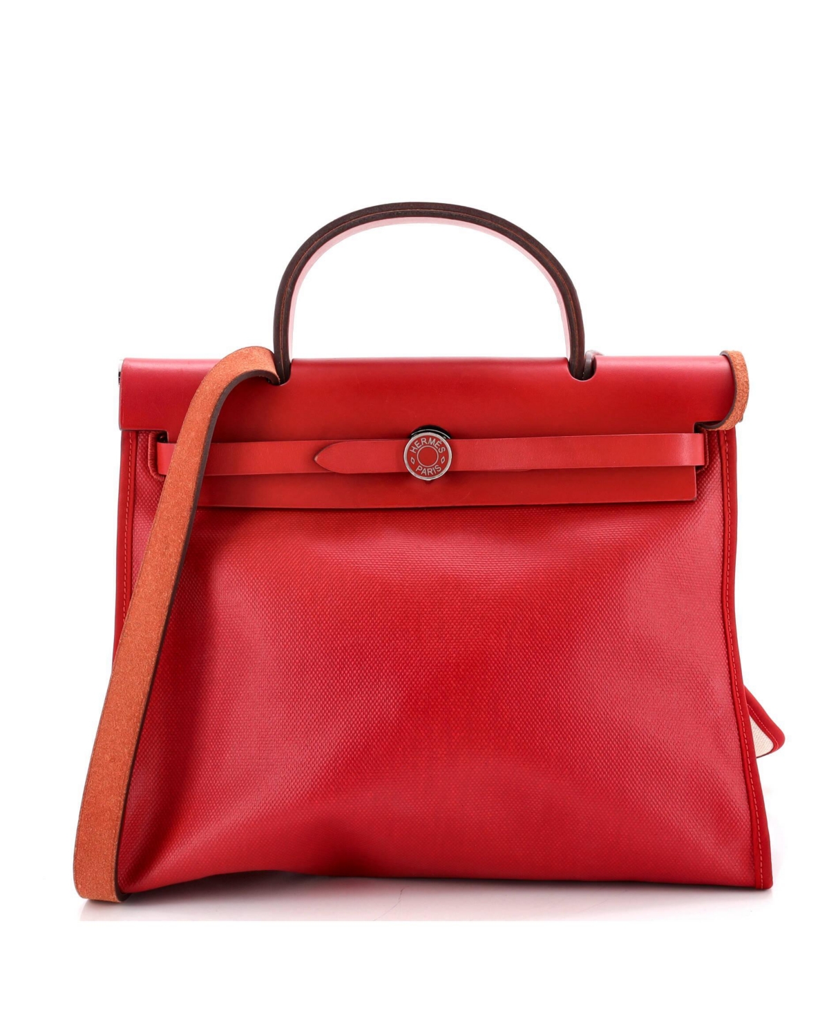 Pre-Owned HERMES Herbag Zip Top Handle Medium Canvas and Leather Satchel