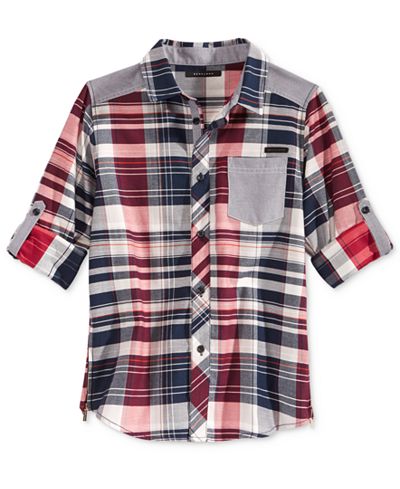 Sean John Herringbone Plaid Shirt, Little Boys (2-7)