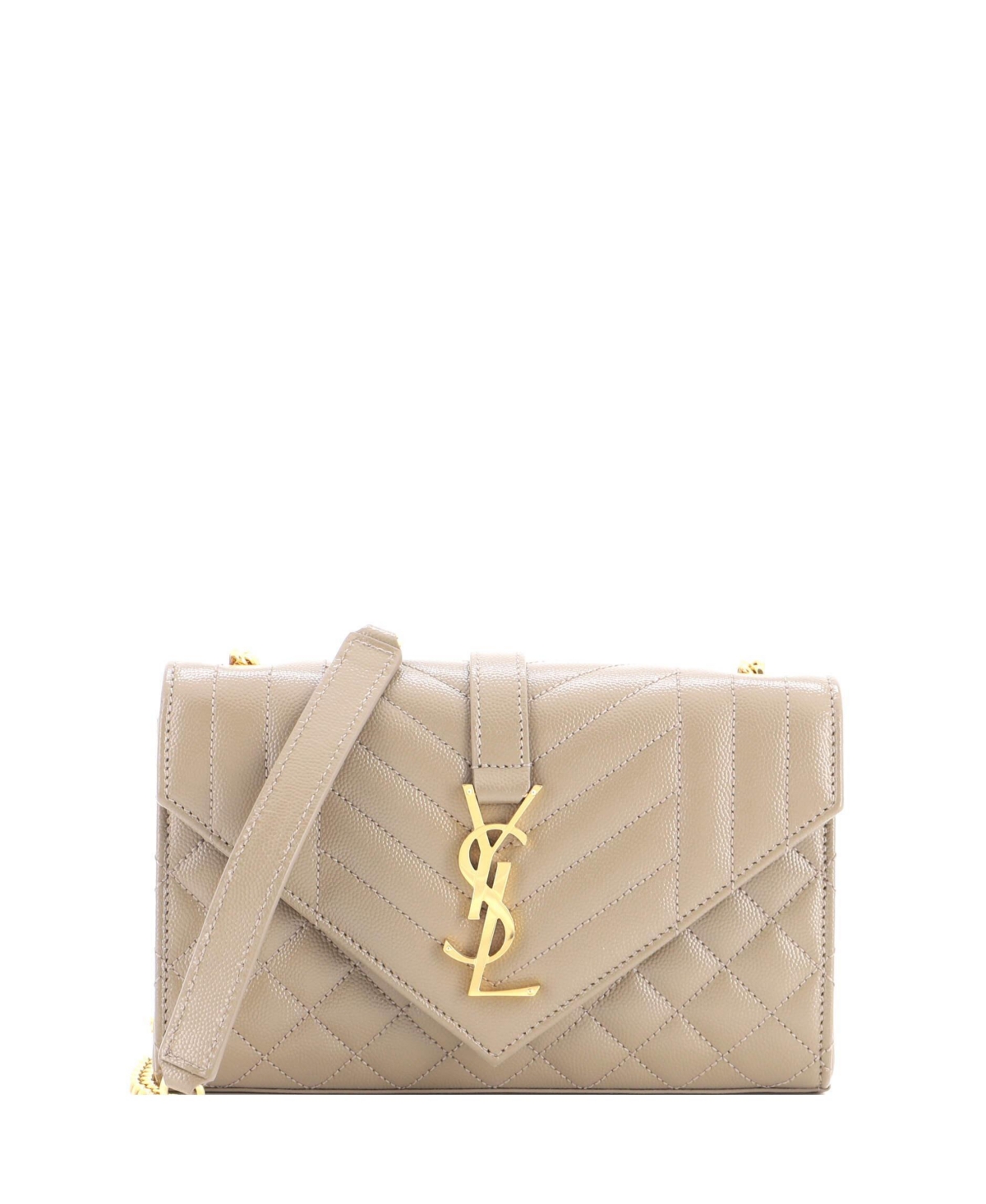 Pre-Owned Saint Laurent Small Classic Monogram Envelope Satchel Mixed Matelasse Leather - Natural