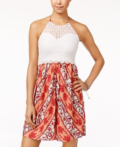 American Rag Lace Printed Halter Dress, Only at Macy's
