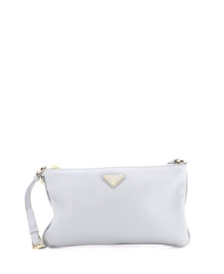 Zip Flat Pouch Shoulder Bag Leather