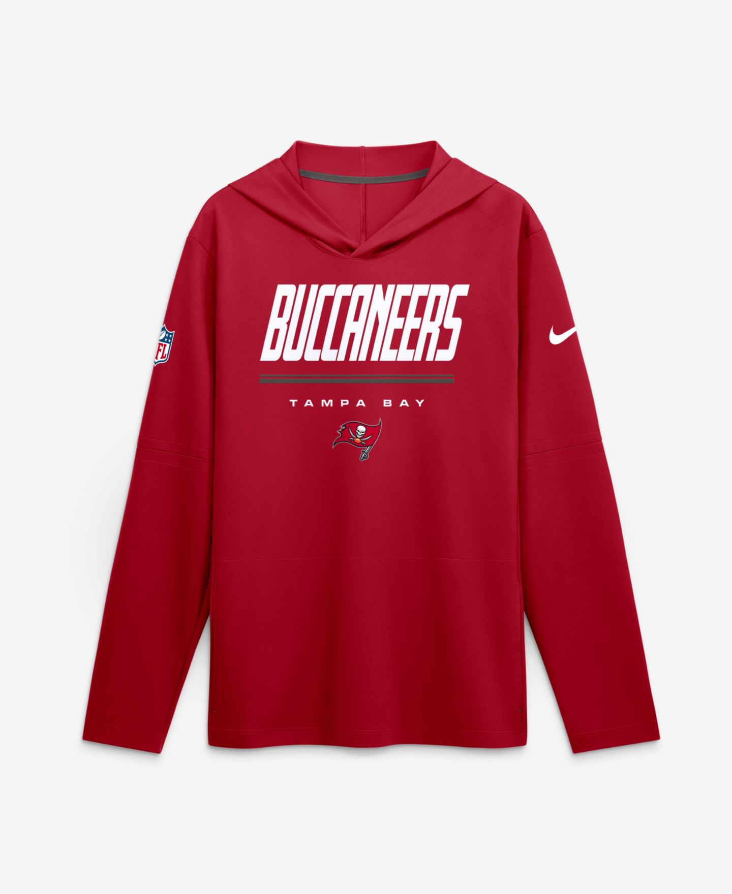 Мужской топ Nike Red Tampa Bay Buccaneers Sideline Game On Lightweight Long Sleeve Hooded Dri-FIT — фото 1