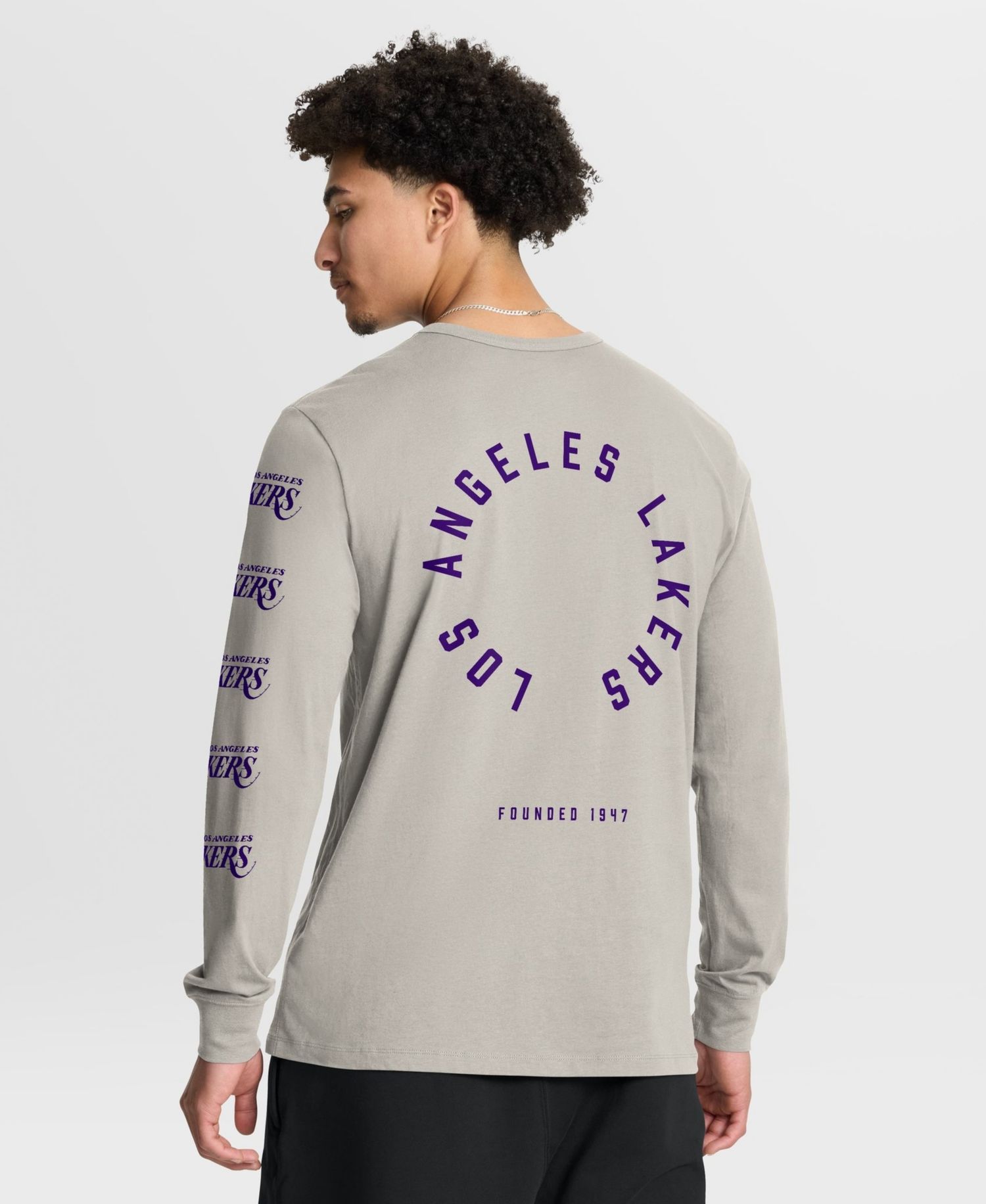 Men's Cream Los Angeles Lakers Crossover Collection Ball Screen Action Premium Long Sleeve T-Shirt