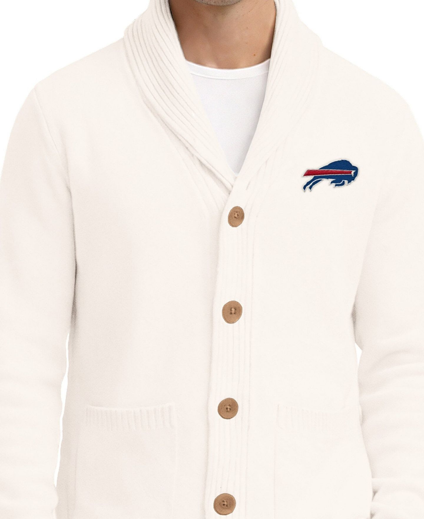 Мужской кардиган Starter Cream Buffalo Bills Shawl Collar Heavy Knit Cardigan — фото 3