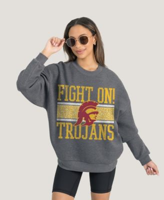 Women's Charcoal USC Trojans Premium Fleece Pullover Sweatshirt