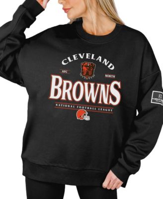 Women's Black Cleveland Browns Oversized Players Only Black Label Pullover Sweatshirt