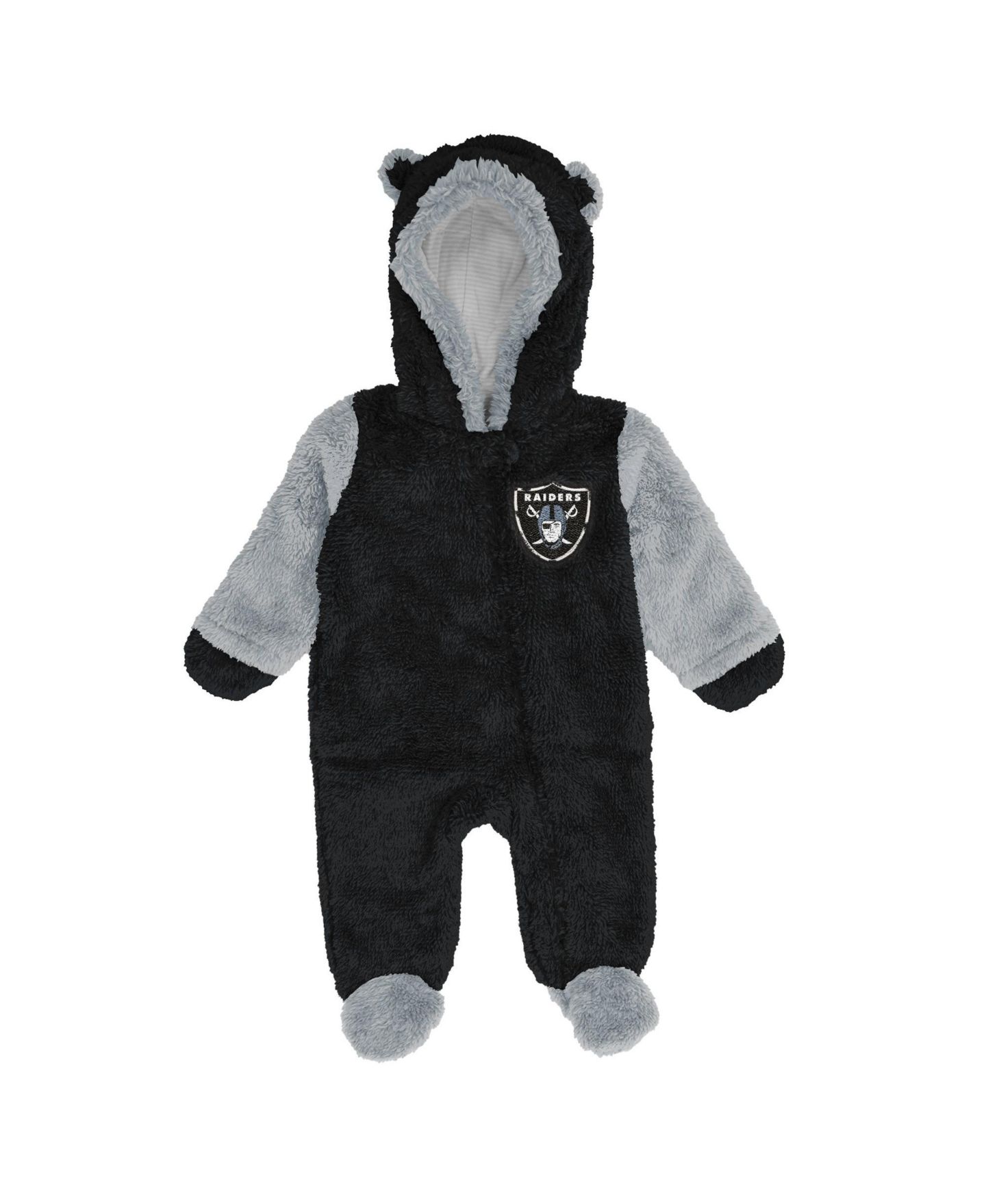 Outerstuff Baby Boys and Girls Black Las Vegas Raiders Teddy Fleece Bunting Full-Zip Sleeper — фото 2