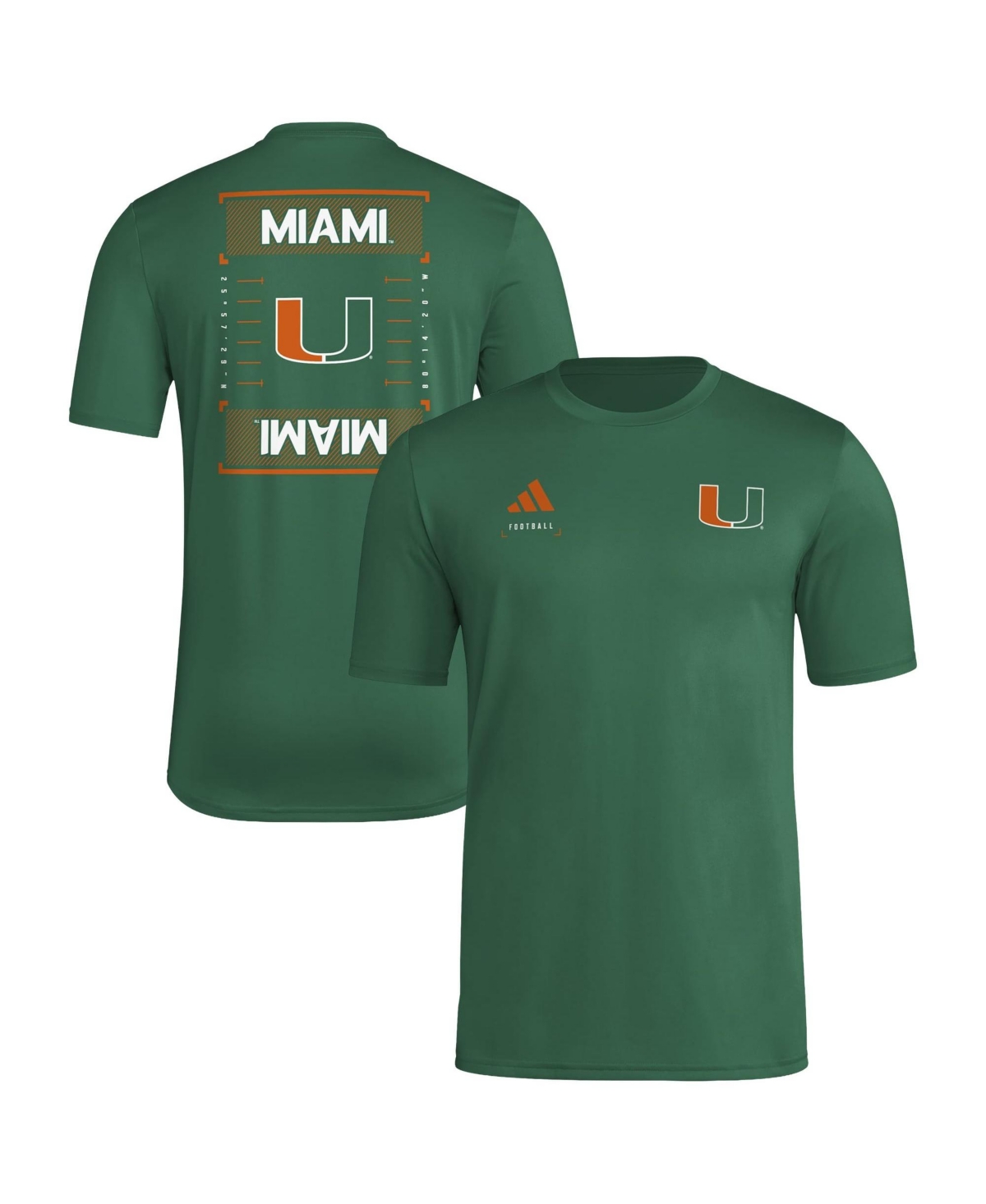 adidas Men's Miami Hurricanes Locker Football Icon T-Shirt - Green