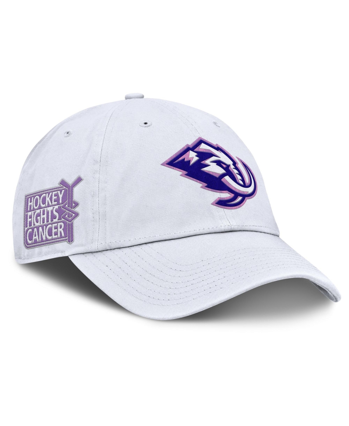 Fanatics Utah Mammoth Hockey Fights Cancer Adjustable Baseball Cap In White