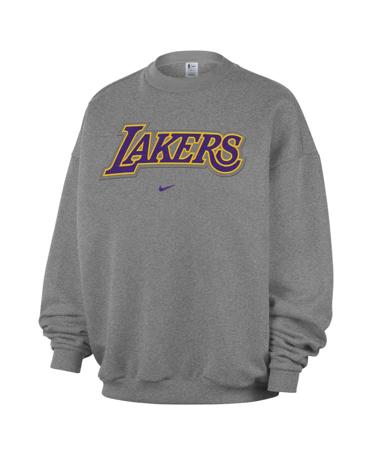 Мужской флисовый свитшот Nike Los Angeles Lakers Standard Issue Wordmark, Heather Gray — фото 2