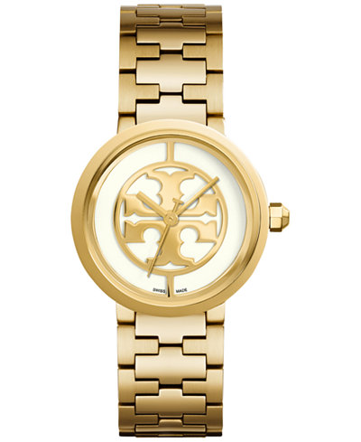 Tory Burch Women's Swiss Reva Gold-Tone Stainless Steel Bracelet Watch 36mm TRB4025