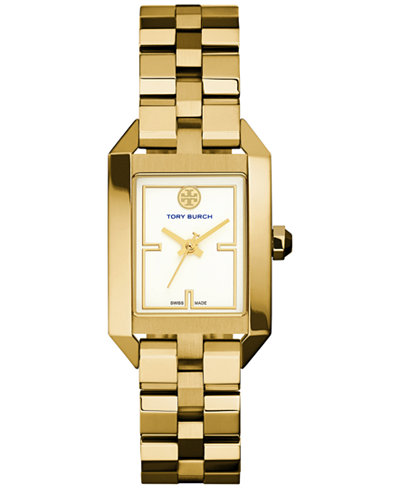 Tory Burch Women's Swiss Dalloway Gold-Tone Stainless Steel Bracelet Watch 23x35mm TRB1100