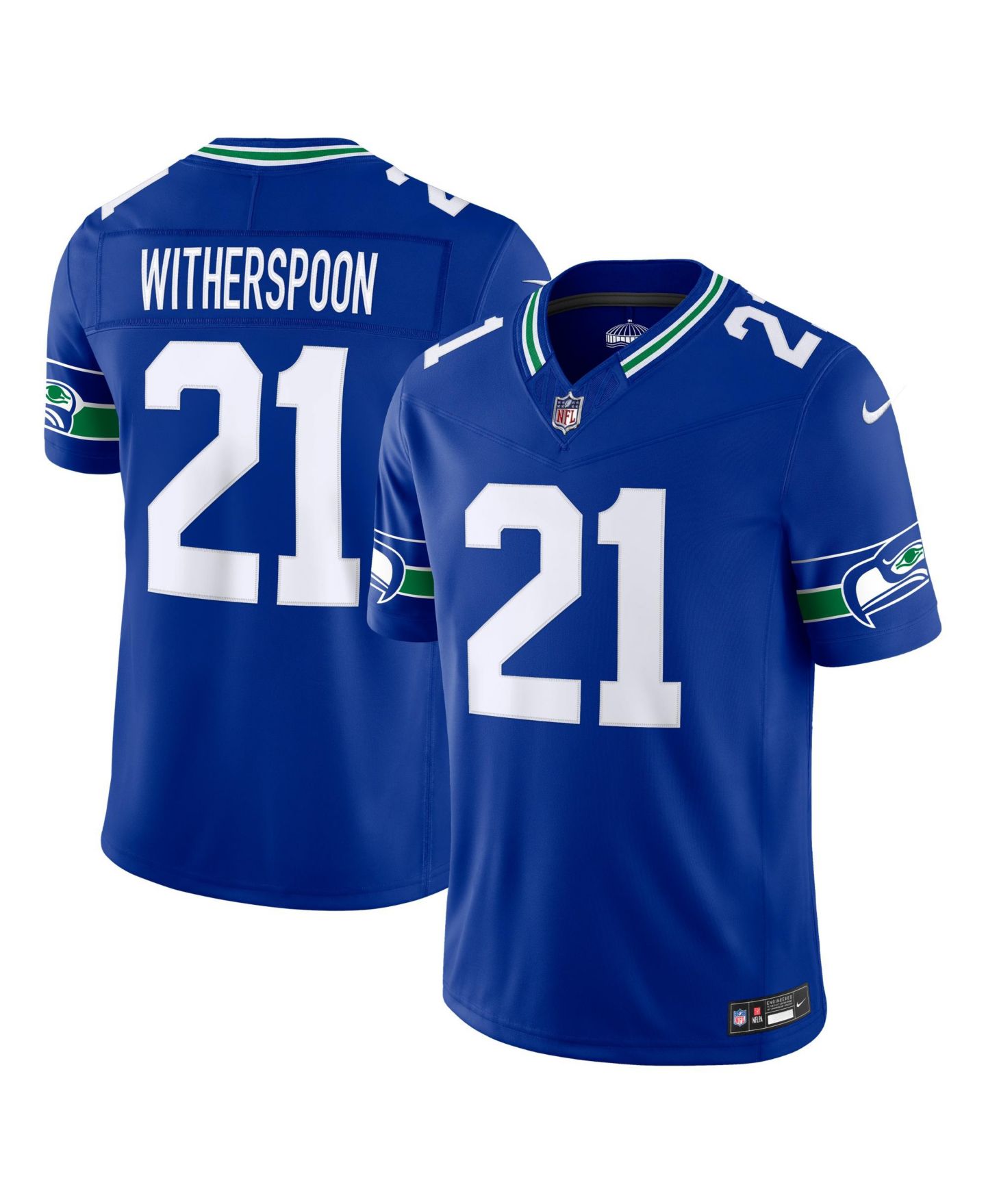 Мужской топ Nike Devon Witherspoon Royal Seattle Seahawks Alternate Vapor F.U.S.E. Stitched Limited Jersey — фото 1