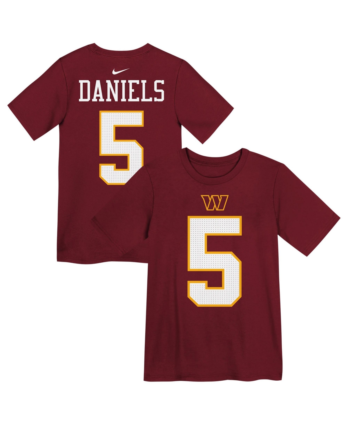 Nike Boys' and Girls' 2T-5T Washington Commanders Jayden Daniels Jersey-Style T-Shirt - Burgundy