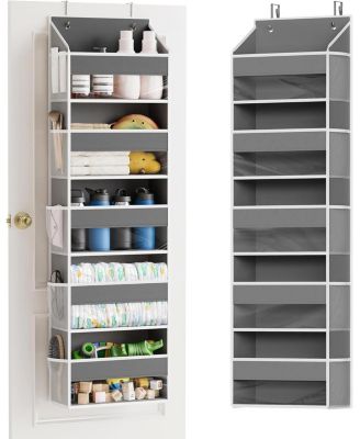 Over the Door Organizer, 5-Layer Hanging Storage with Clear Window and 10 Mesh Side Pockets