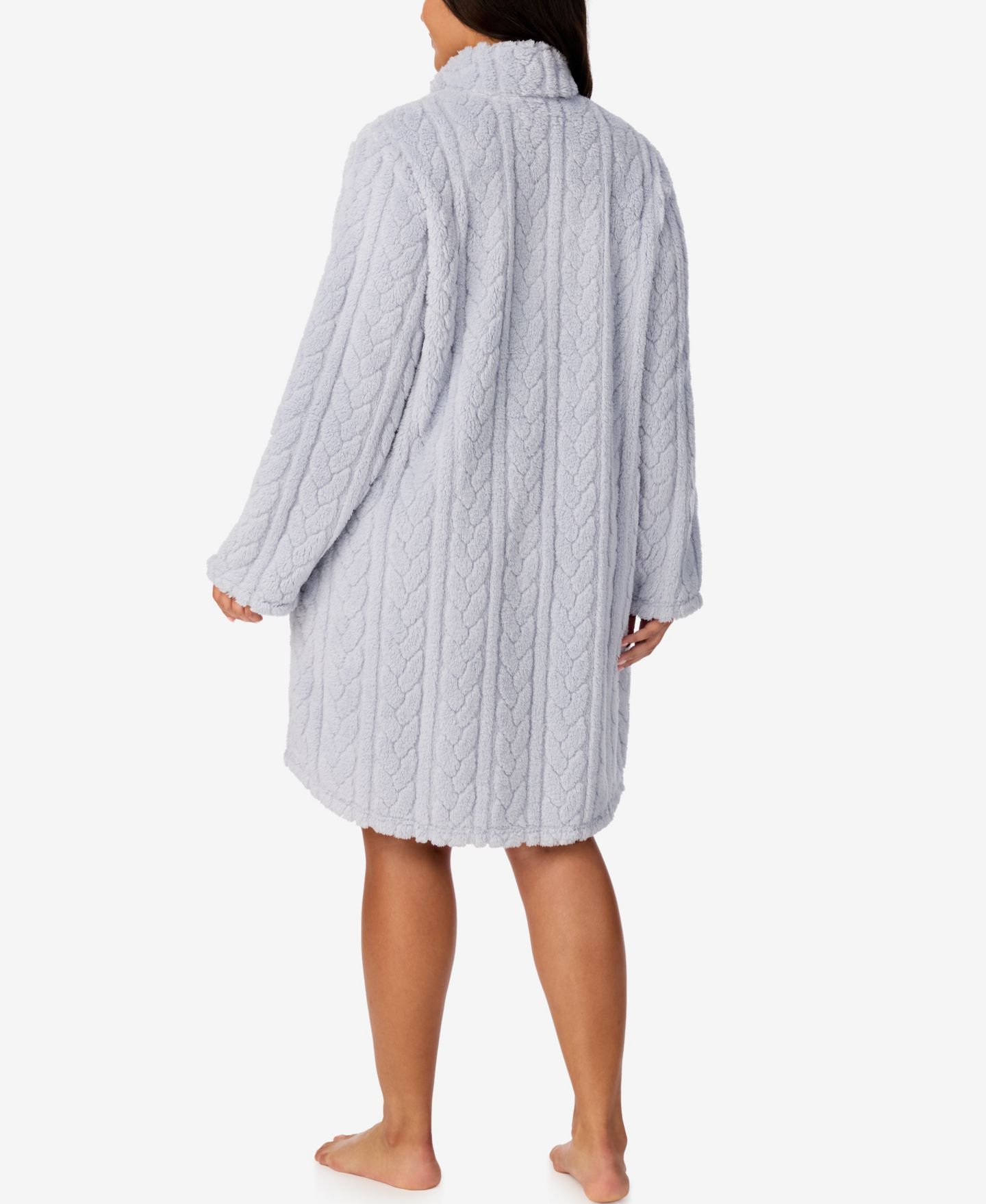 Халат Turtleneck, на молнии, вязка косами — Ellen Tracy, цвет: Серый — фото 4