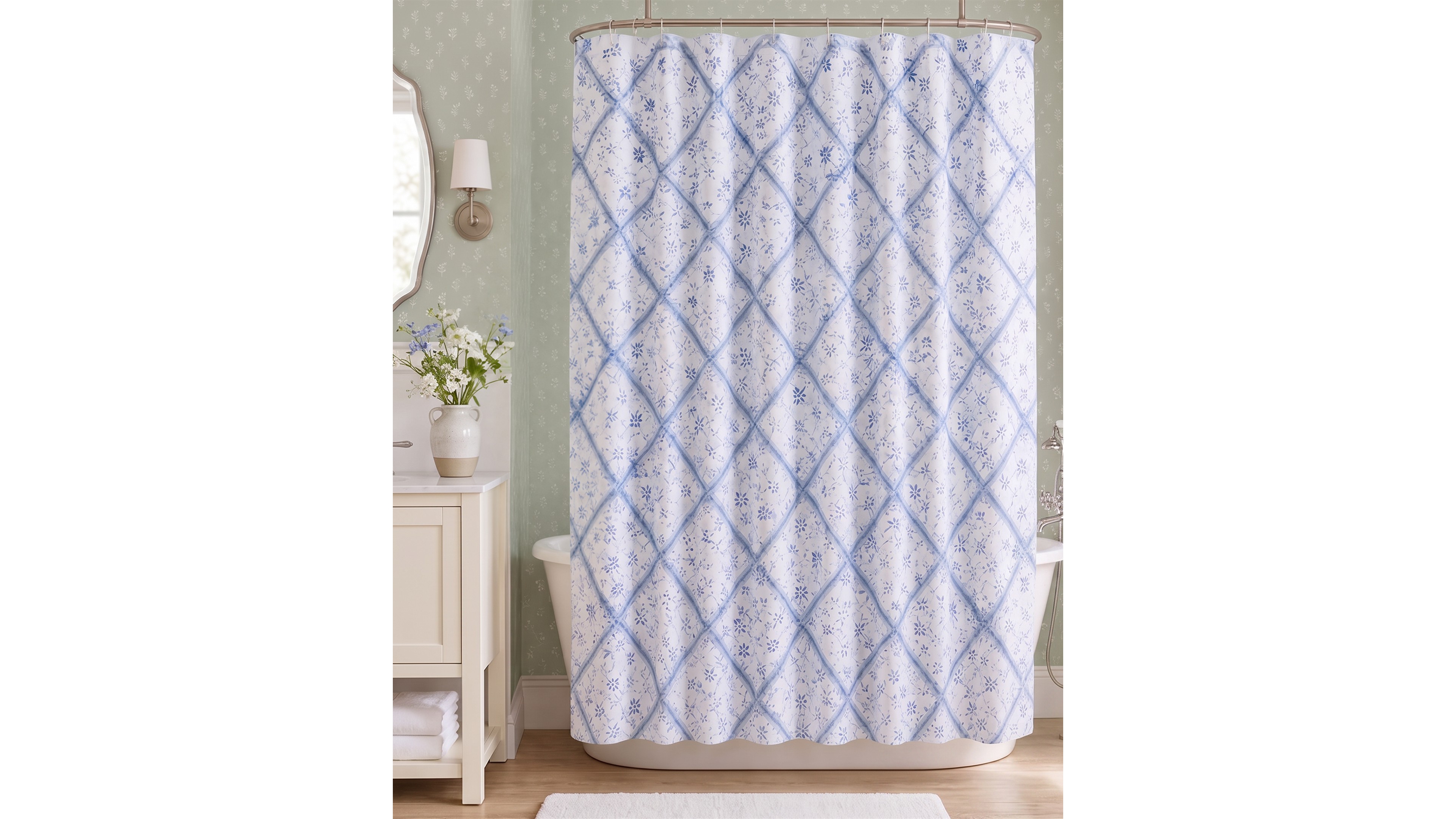 Laura Ashley Garden Muse Floral Tufted Shower Curtain, 72" x 72"
