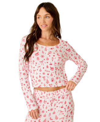 Women's Femme De Noel Long-Sleeve Cinched V-Neck Holiday Top