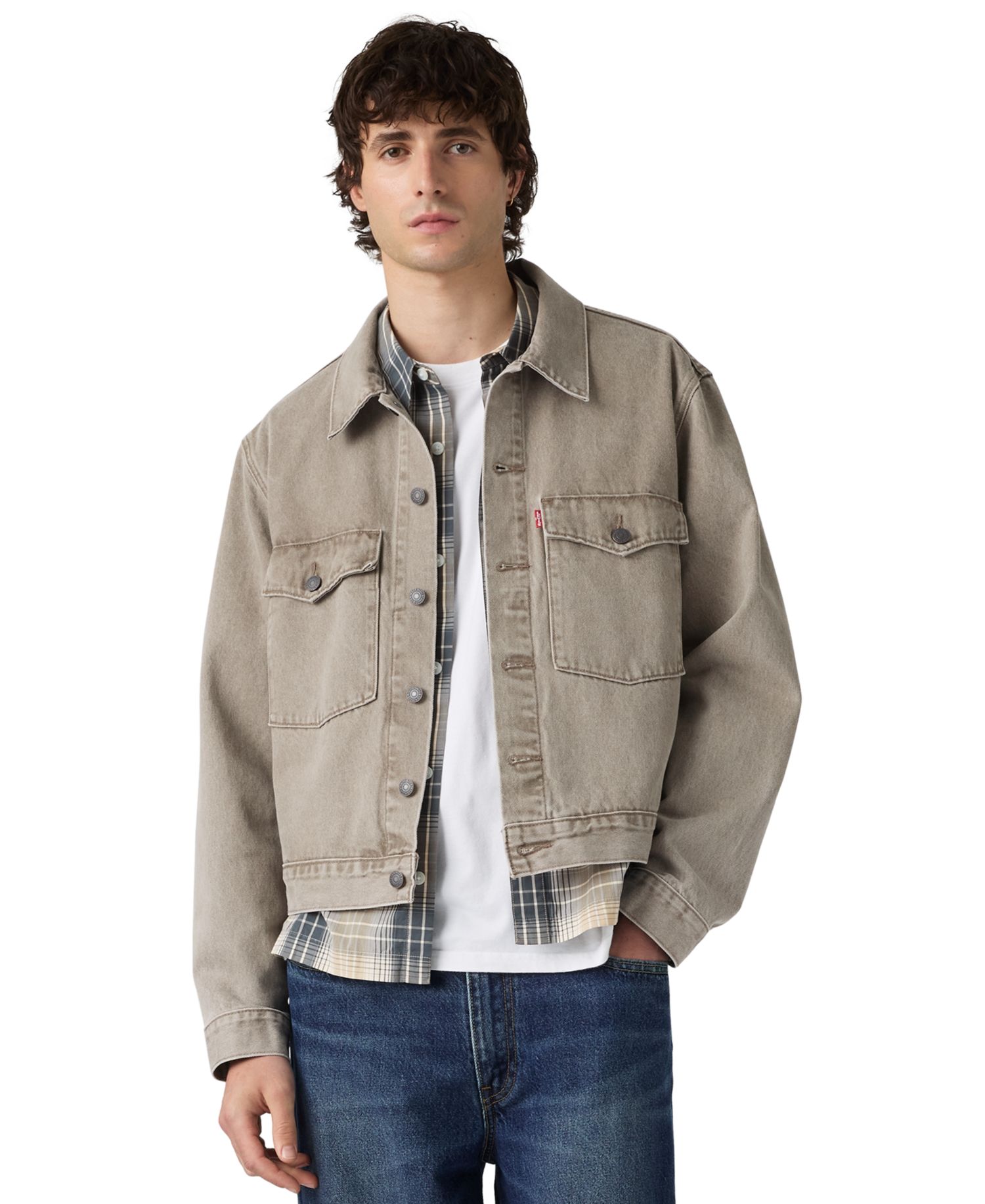 Men's Embarcadero Station Denim Cropped Trucker Jacket