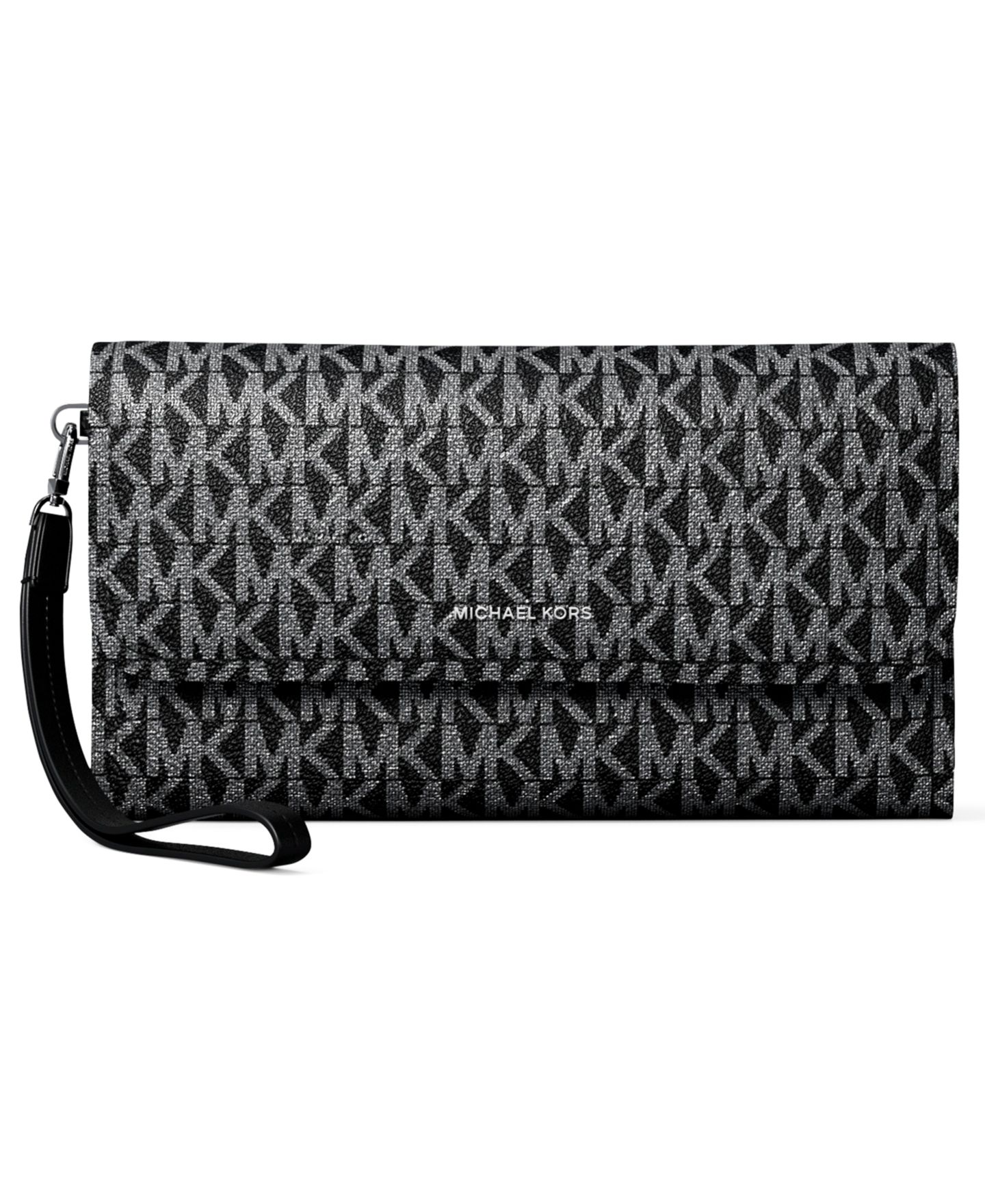 Женская средняя сумка-клатч Michael Kors Jet Set с клапаном и двойным ремешком на запястье, цвет: Чёрный — фото 1