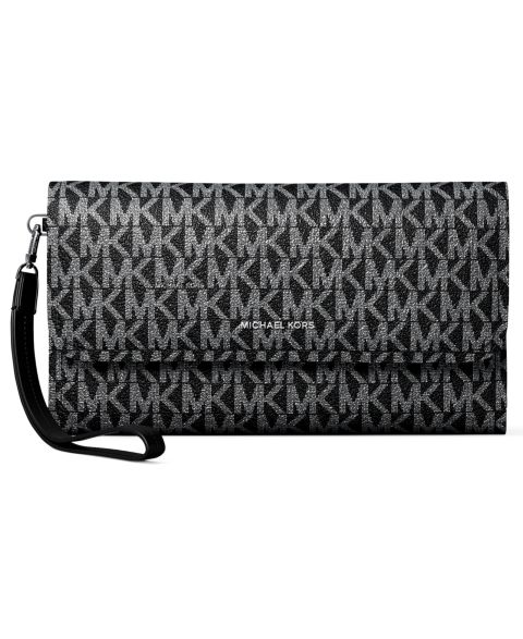 Женская средняя сумка-клатч Michael Kors Jet Set с клапаном и двойным ремешком на запястье, цвет: Чёрный