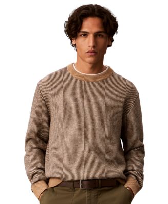 Men's Cotton-Wool Blend Dotted Stitch Classic-Fit Sweater