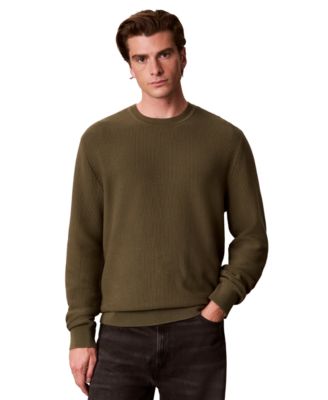 Men's Textured Cotton Crewneck Sweater