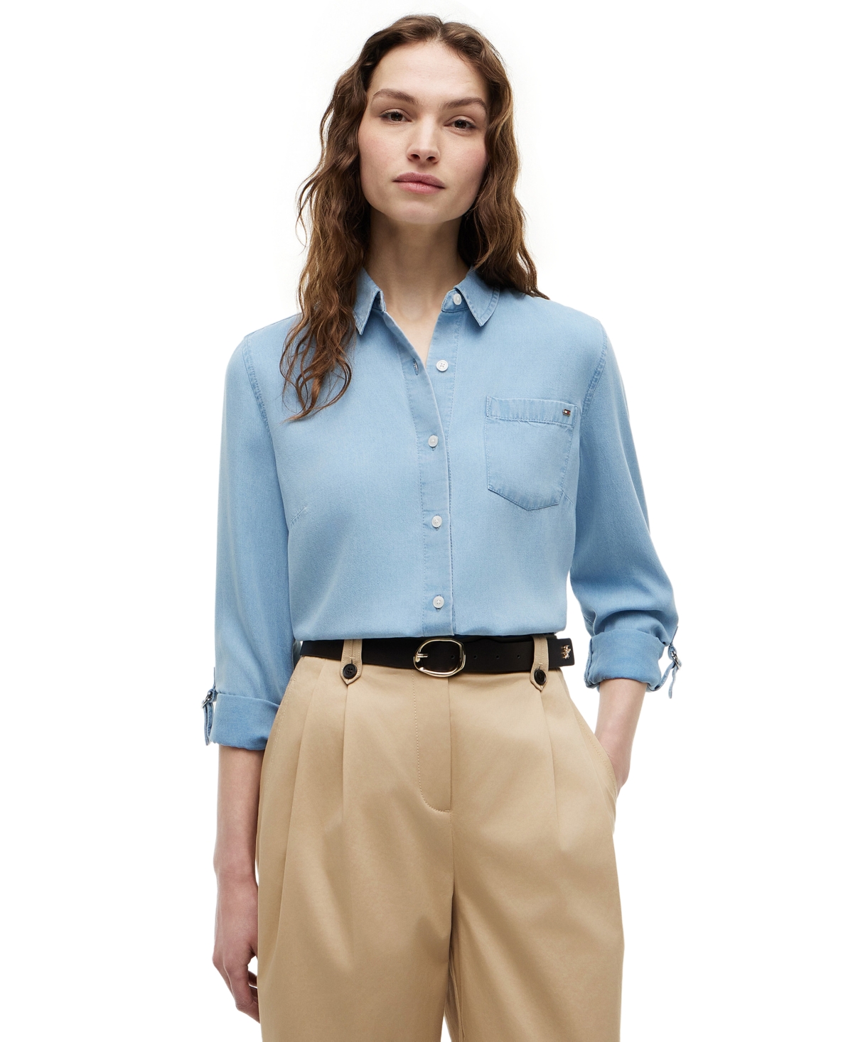 Tommy Hilfiger Women's Roll-Tab Collar Neck Shirt