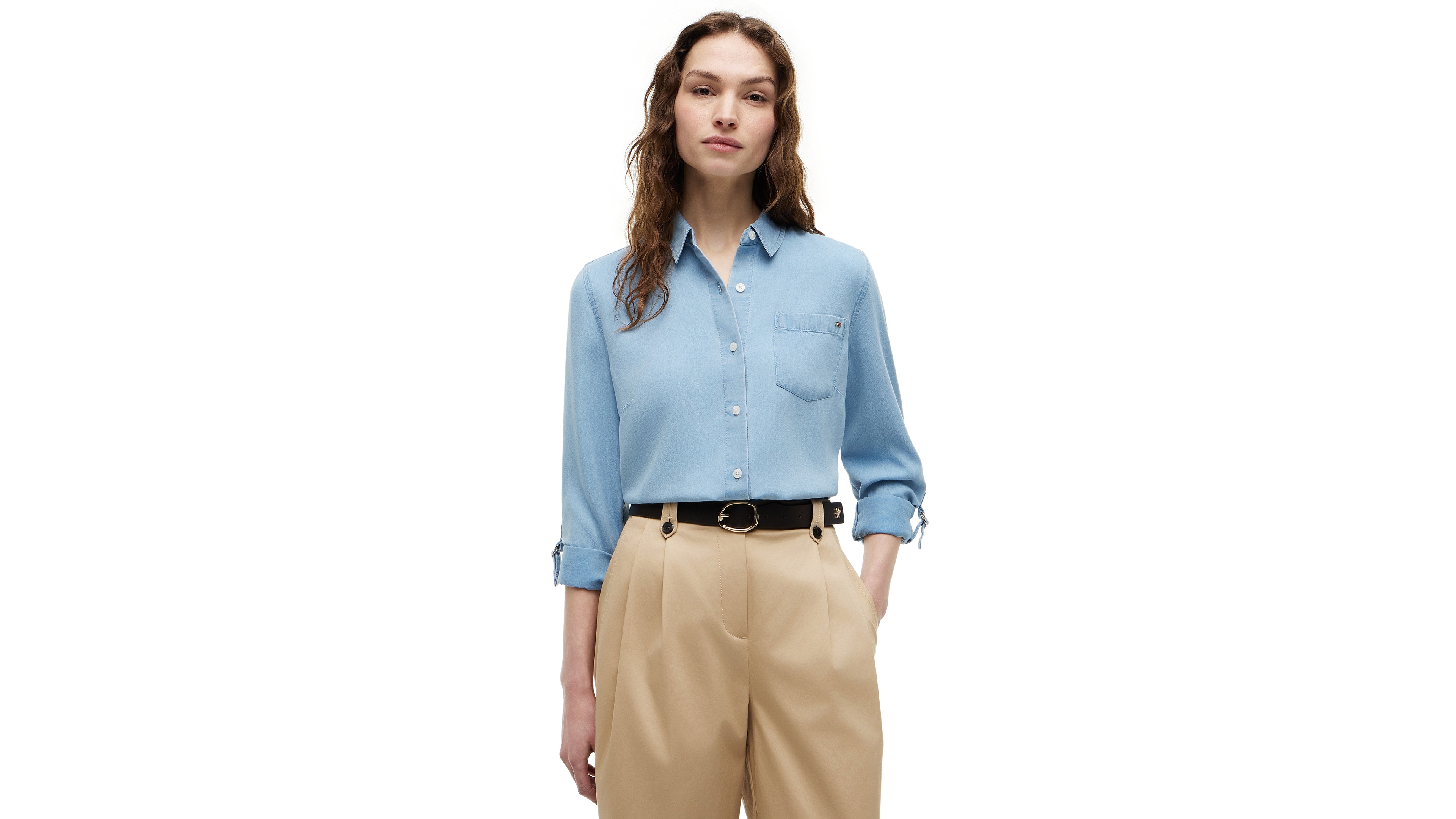 Tommy Hilfiger Women's Roll-Tab Collar Neck Shirt