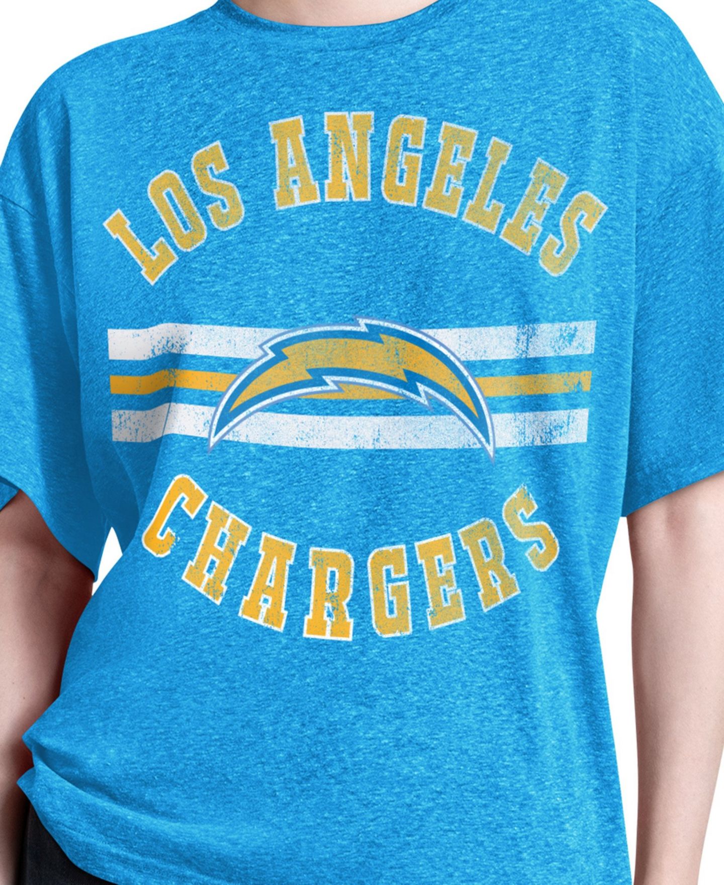 Женская футболка Starter Powder Blue Los Angeles Chargers Jump Shot Boyfriend Tri-Blend — фото 3
