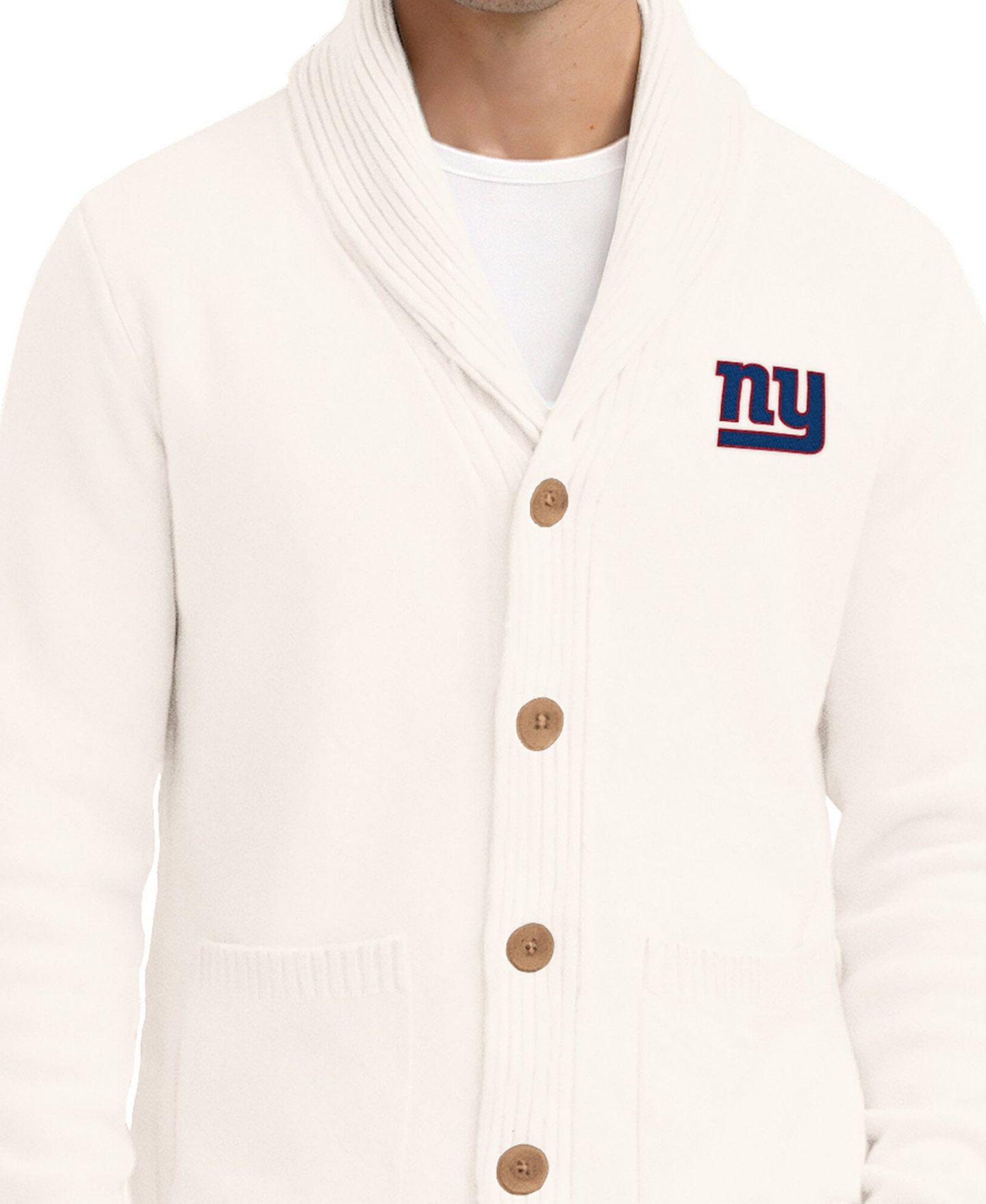 Мужской кардиган Starter Cream New York Giants Shawl Collar Heavy Knit Cardigan — фото 2