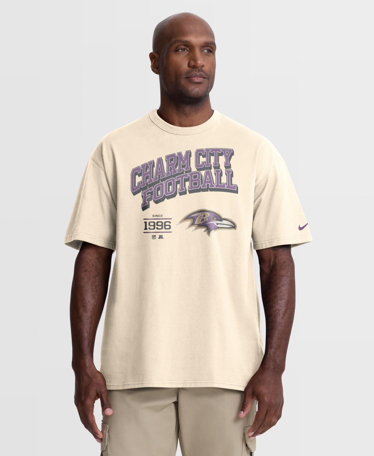 Nike Men's Natural Baltimore Ravens Vintage Mod Blown Away Max90 T-Shirt
