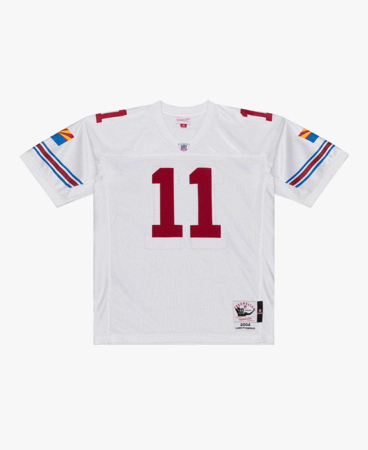 Мужской топ Mitchell & Ness Larry Fitzgerald White Arizona Cardinals 2004 Authentic Throwback Jersey — фото 2