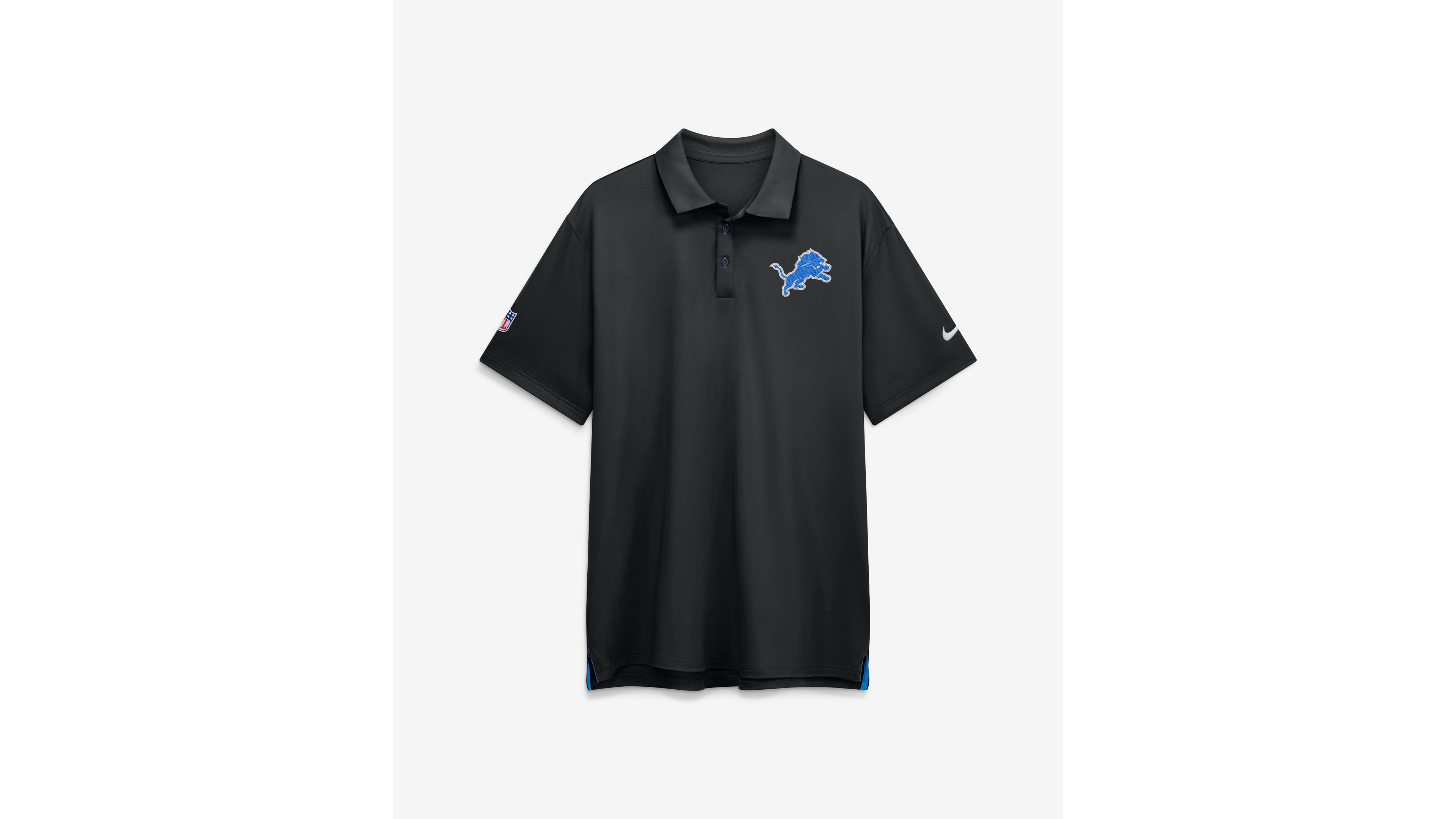Nike Men's Black Detroit Lions Sideline Powerful Blocking Dri-fit Tour Polo shirt
