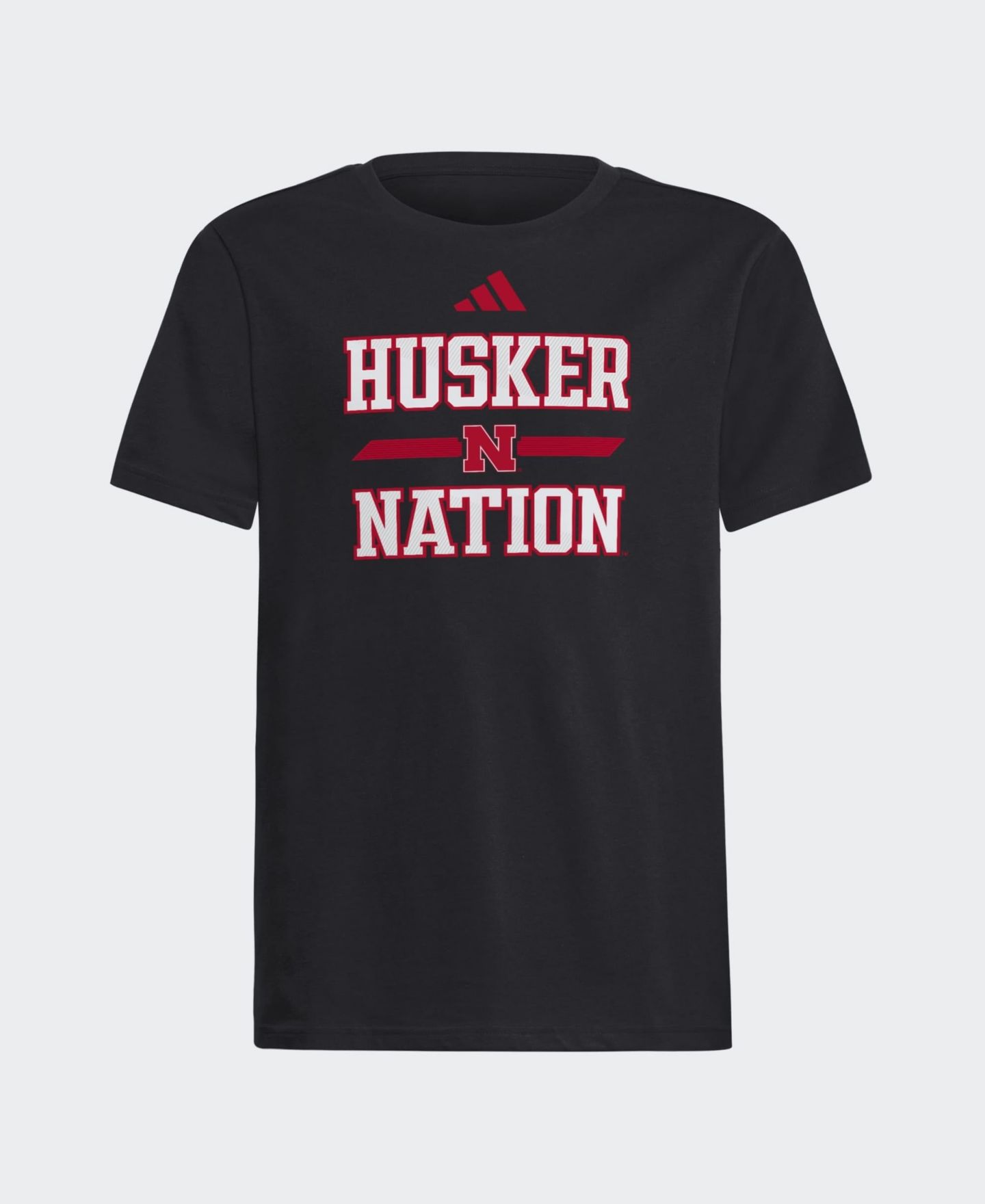 Детская футболка adidas Nebraska Huskers Our Red Burns Brighter, чёрная — фото 1