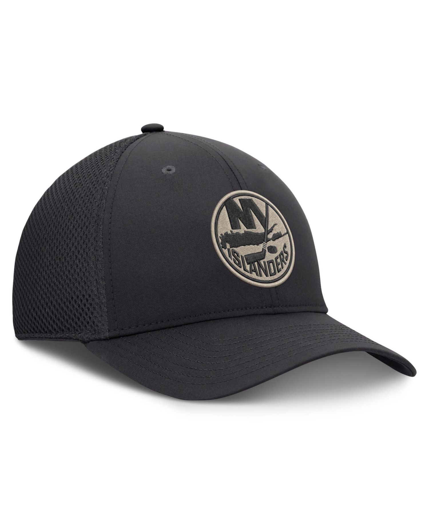 Men's Charcoal New York Islanders Road Meshback Stretch Hat