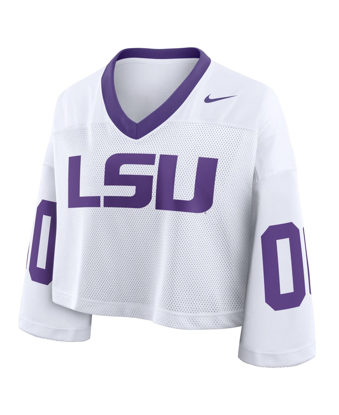 Женское джерси Nike Women's White LSU Tigers Oversized Logo Cropped Fashion Jersey — фото 2