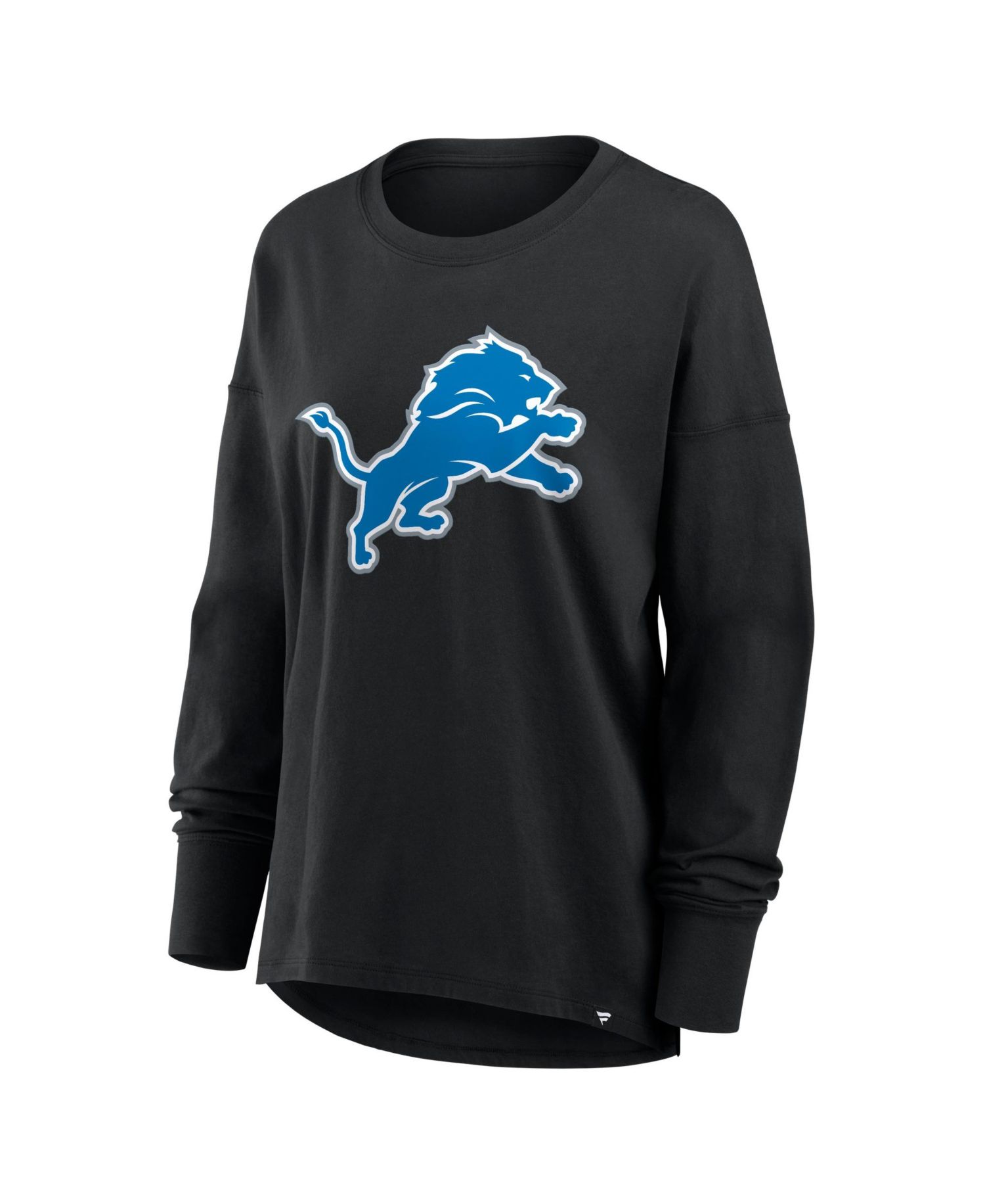 Women's Black Detroit Lions Relaxed Hip Essential Long Sleeve T-Shirt