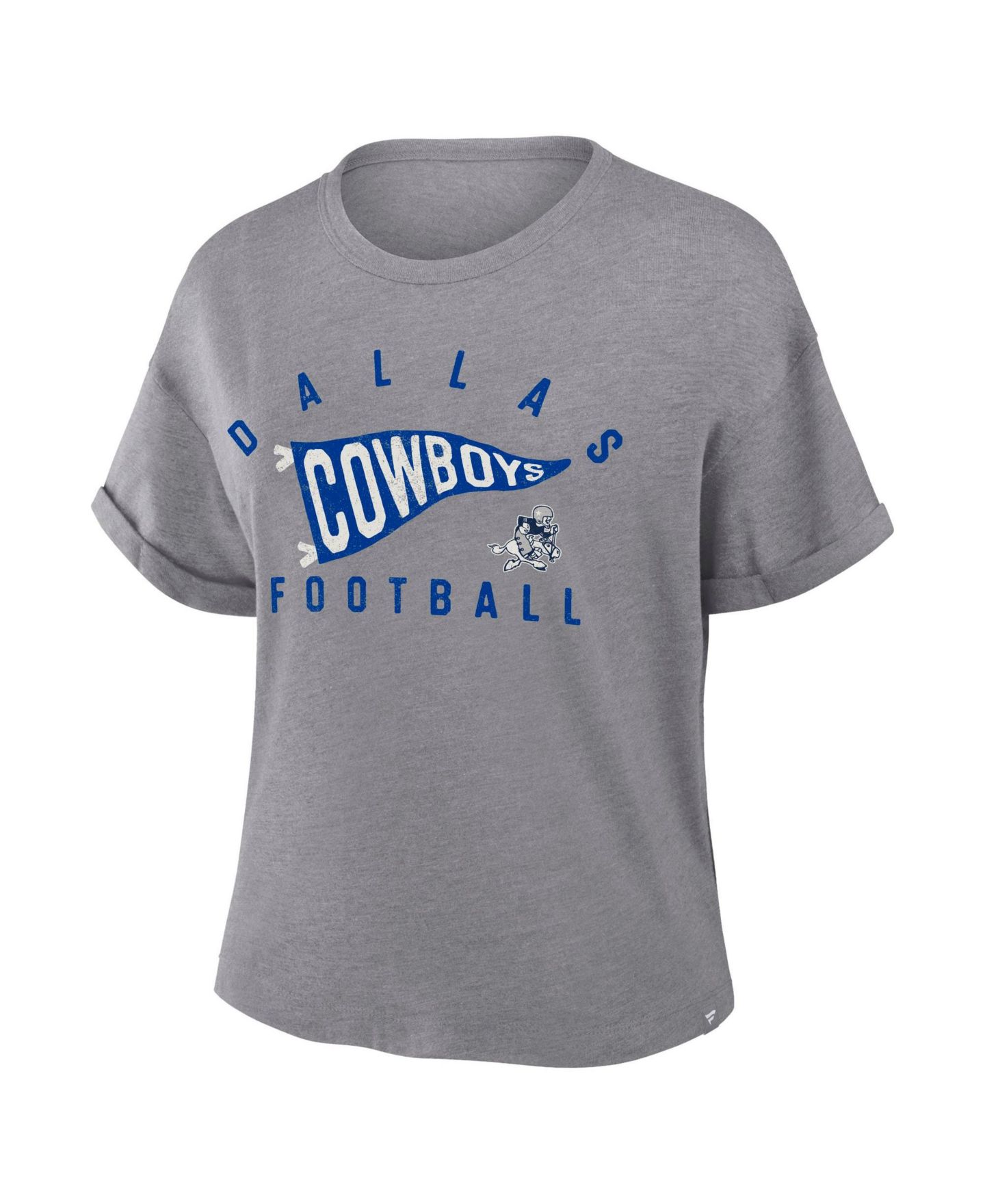 Женская футболка Fanatics Heather Gray Dallas Cowboys Pennant Wave Tribute Tri-Blend Boxy — фото 3