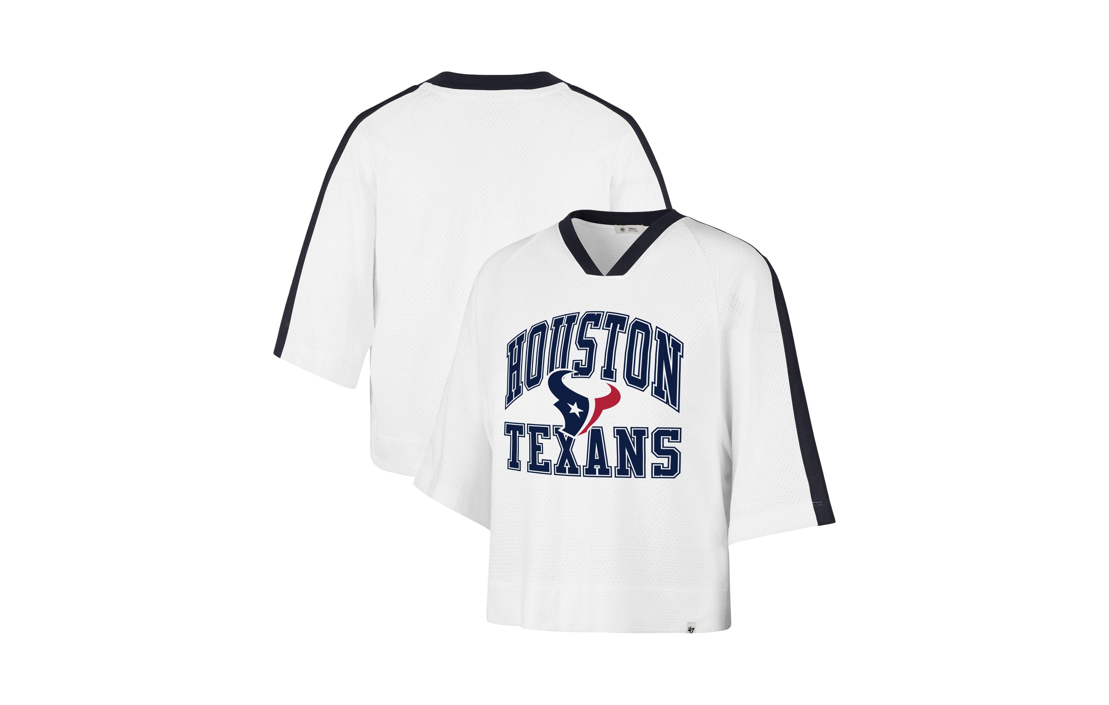 47 Brand Women's '47 White Houston Texans Big Overarch Drop Needle Raglan V-Neck T-Shirt
