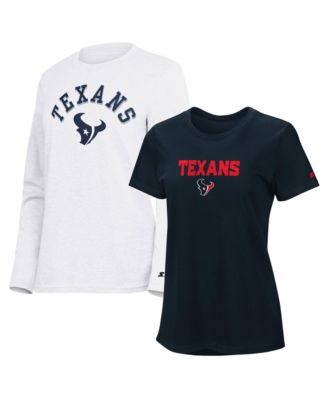 Women's  Navy/Ash Houston Texans Short Sleeve & Long Sleeve T-Shirt Combo Pack