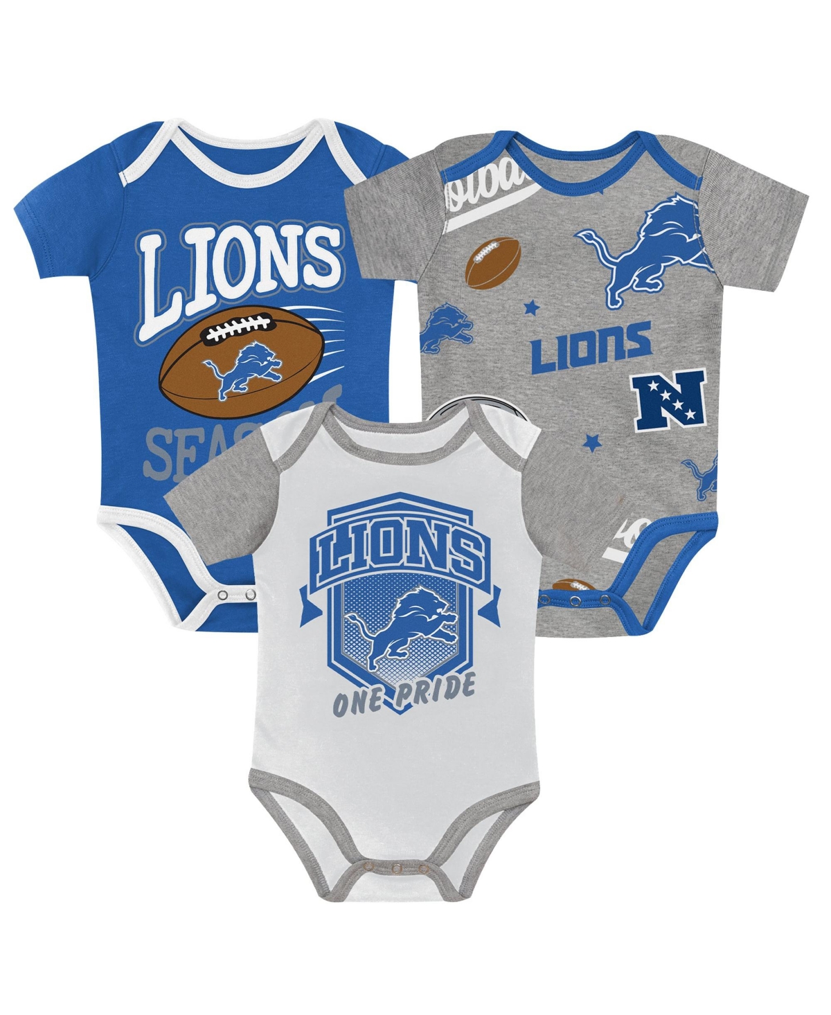 Outerstuff Baby Boys and Girls Detroit Lions First Round Pick 3-Piece Bodysuit Set