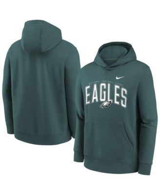 Big Boys and Girls Midnight Green Philadelphia Eagles Logo Arch Fleece Hoodie