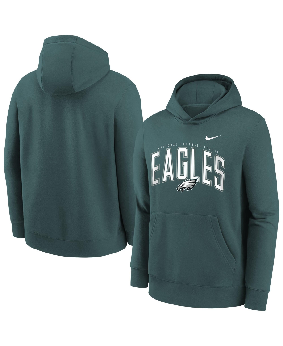 Nike Big Boys and Girls Midnight Green Philadelphia Eagles Logo Arch Fleece Hoodie