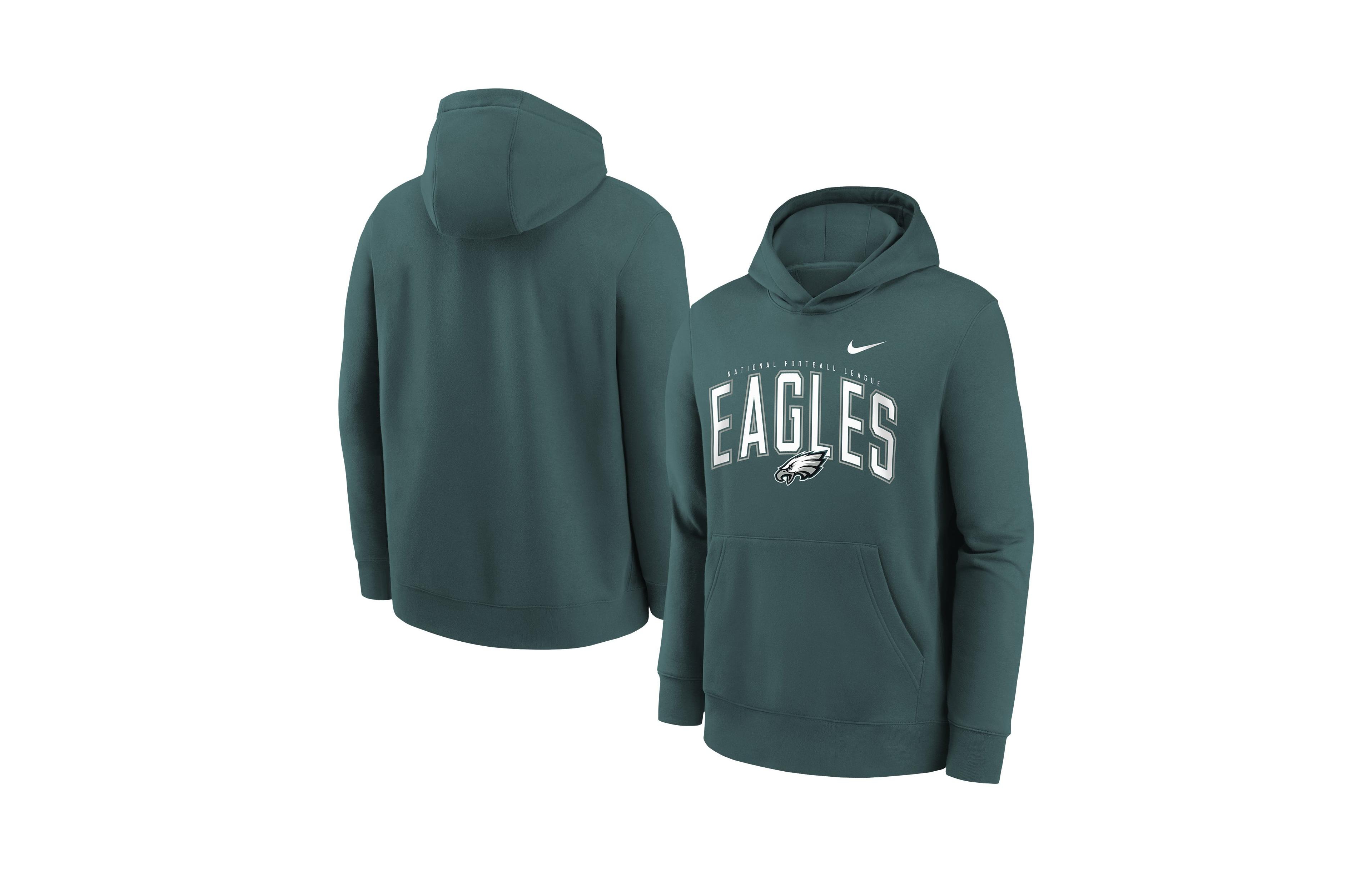 Nike Big Boys and Girls Midnight Green Philadelphia Eagles Logo Arch Fleece Hoodie