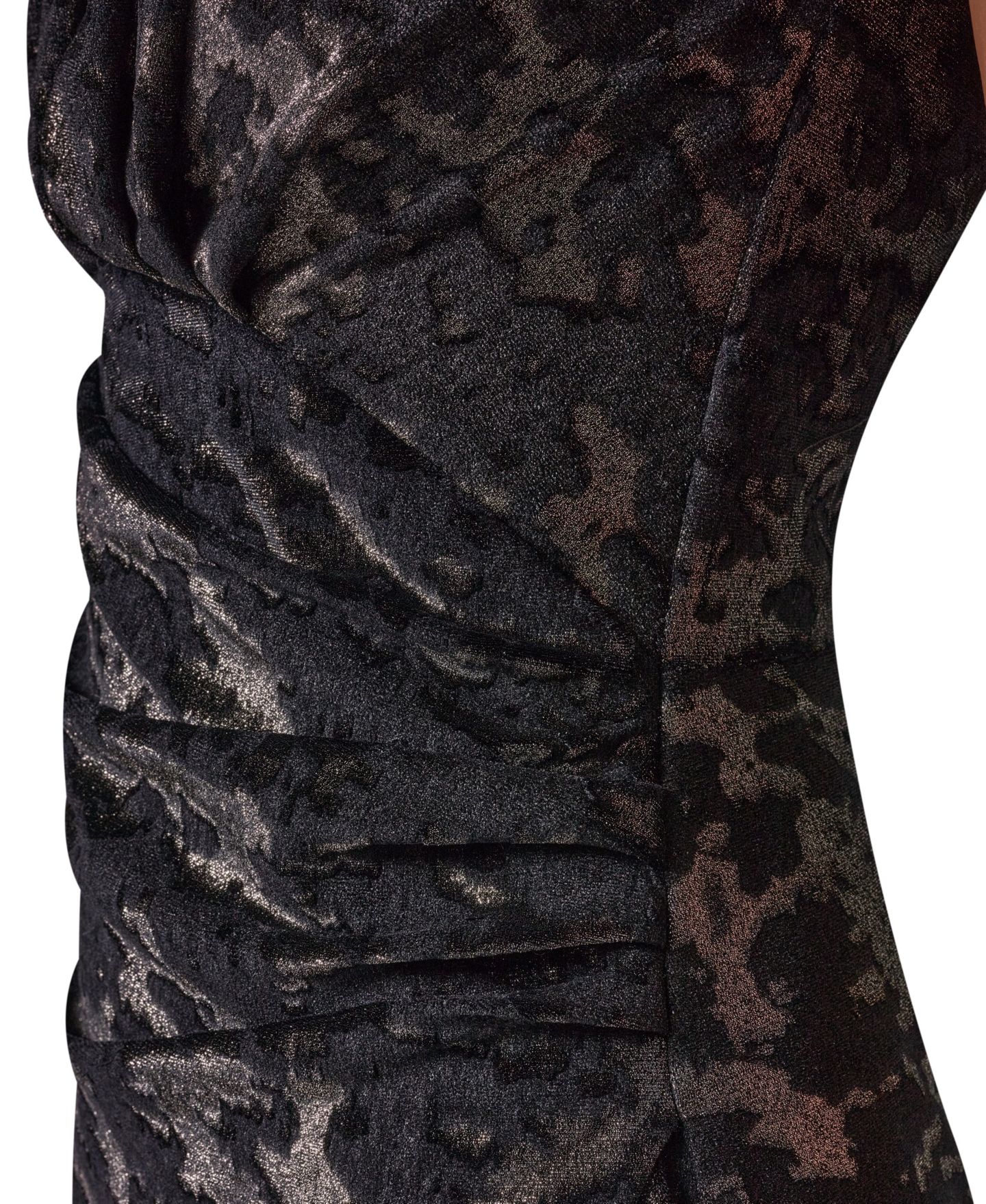 Женское платье Donna Karan New York Velvet Jacquard Sleeveless Ruched Midi Sheath, цвет: Чёрный — фото 5